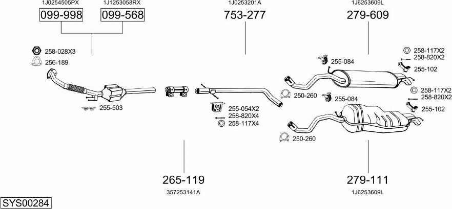 Bosal SYS00284 - Система випуску ОГ autocars.com.ua