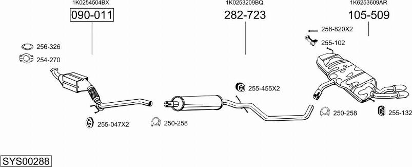 Bosal SYS00288 - Система випуску ОГ autocars.com.ua