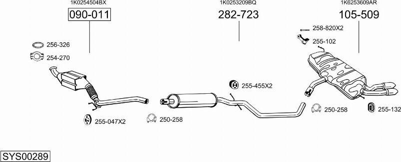 Bosal SYS00289 - Система випуску ОГ autocars.com.ua