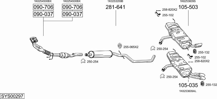 Bosal SYS00297 - Система випуску ОГ autocars.com.ua