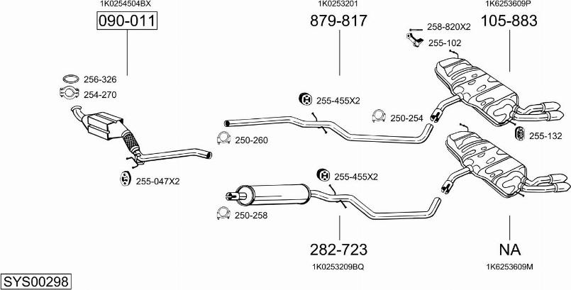 Bosal SYS00298 - Система випуску ОГ autocars.com.ua