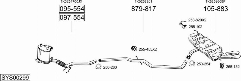 Bosal SYS00299 - Система випуску ОГ autocars.com.ua
