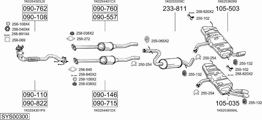 Bosal SYS00300 - Система випуску ОГ autocars.com.ua