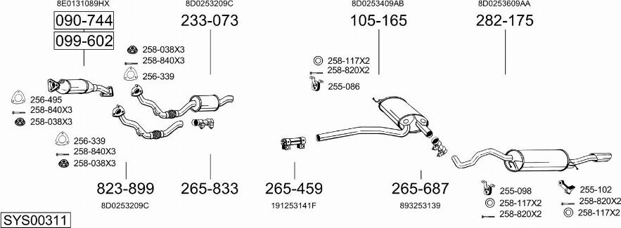 Bosal SYS00311 - Система випуску ОГ autocars.com.ua