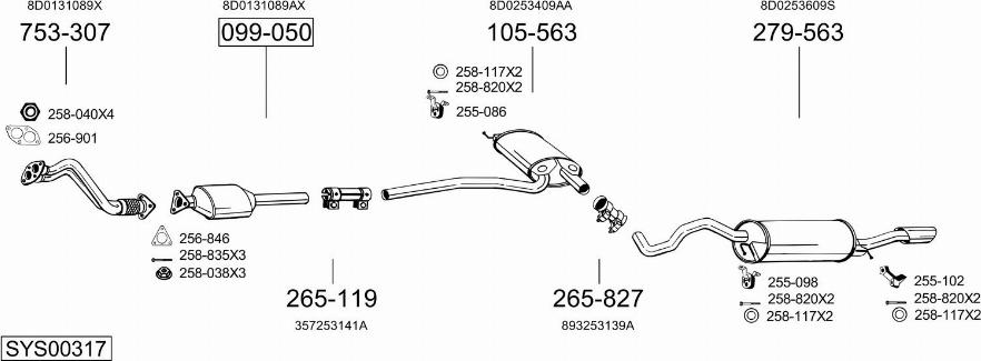 Bosal SYS00317 - Система випуску ОГ autocars.com.ua