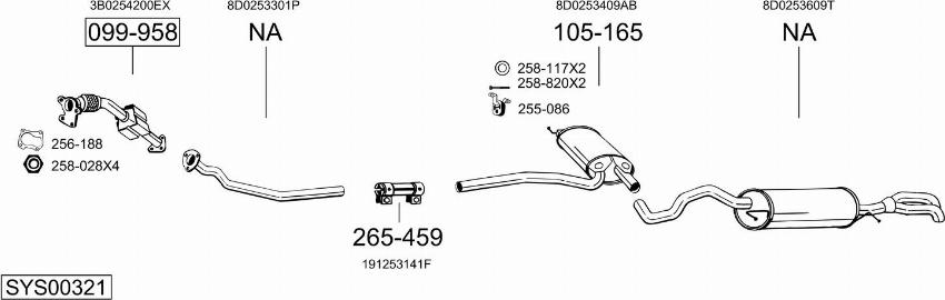 Bosal SYS00321 - Система випуску ОГ autocars.com.ua