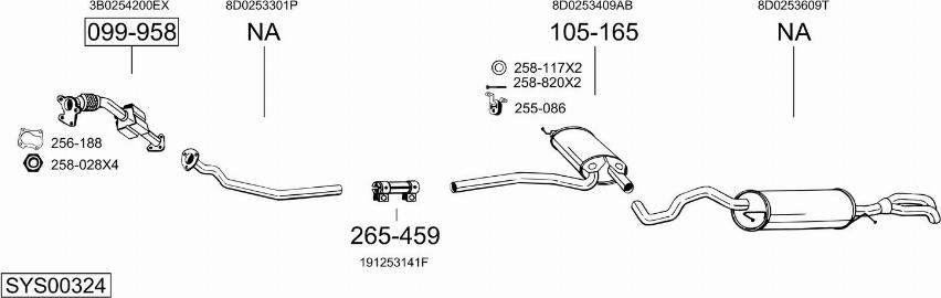 Bosal SYS00324 - Система випуску ОГ autocars.com.ua
