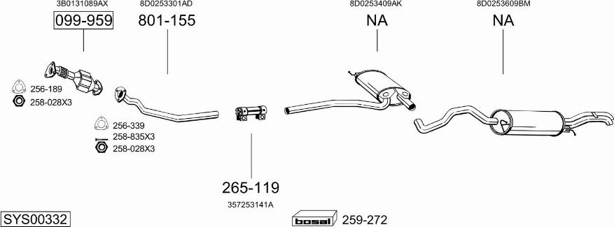 Bosal SYS00332 - Система випуску ОГ autocars.com.ua