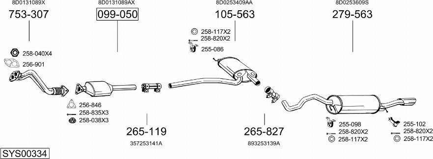 Bosal SYS00334 - Система випуску ОГ autocars.com.ua
