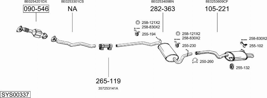 Bosal SYS00337 - Система випуску ОГ autocars.com.ua
