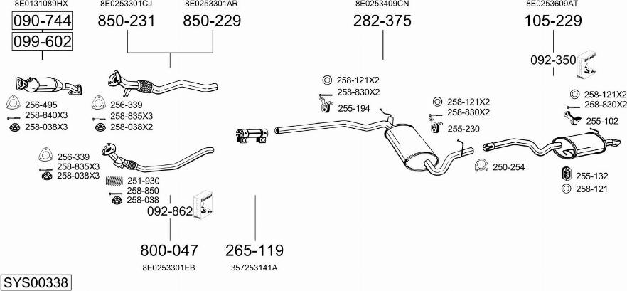 Bosal SYS00338 - Система випуску ОГ autocars.com.ua