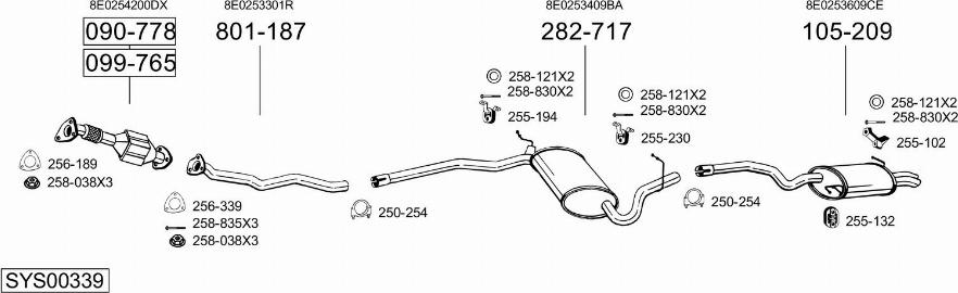Bosal SYS00339 - Система випуску ОГ autocars.com.ua