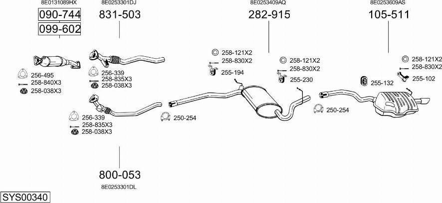 Bosal SYS00340 - Система випуску ОГ autocars.com.ua