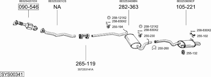 Bosal SYS00341 - Система випуску ОГ autocars.com.ua