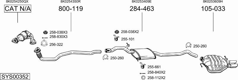 Bosal SYS00352 - Система випуску ОГ autocars.com.ua