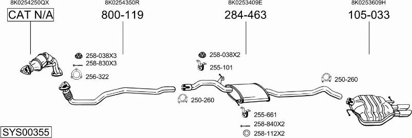 Bosal SYS00355 - Система випуску ОГ autocars.com.ua