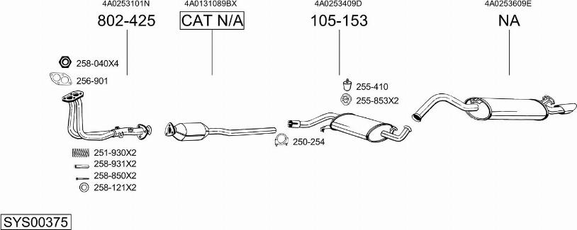 Bosal SYS00375 - Система випуску ОГ autocars.com.ua