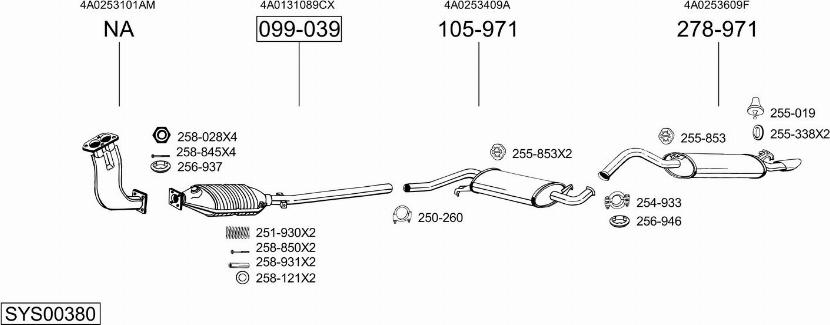 Bosal SYS00380 - Система випуску ОГ autocars.com.ua