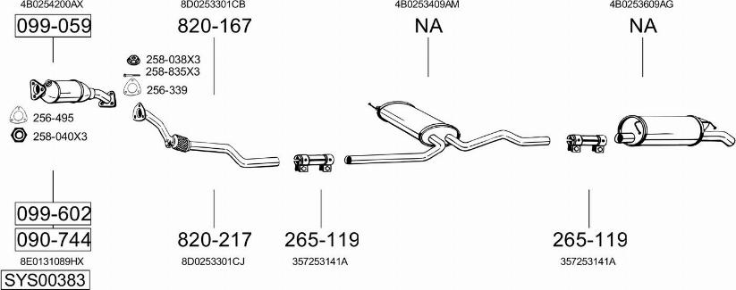 Bosal SYS00383 - Система випуску ОГ autocars.com.ua