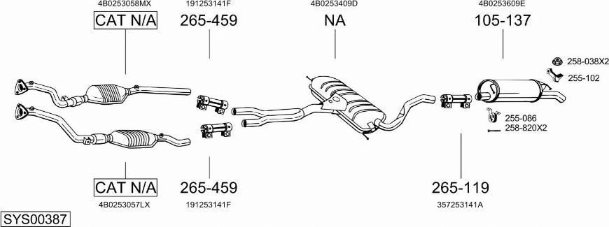 Bosal SYS00387 - Система випуску ОГ autocars.com.ua