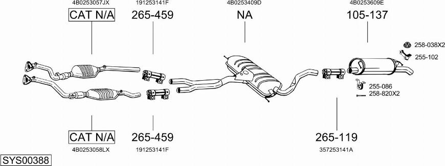 Bosal SYS00388 - Система випуску ОГ autocars.com.ua