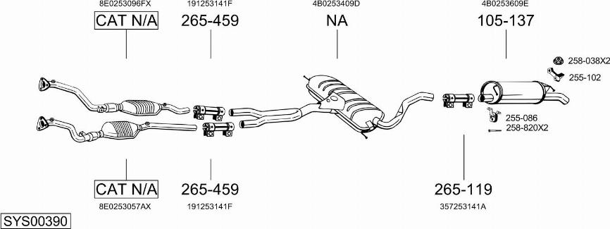 Bosal SYS00390 - Система выпуска ОГ avtokuzovplus.com.ua