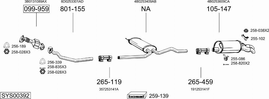 Bosal SYS00392 - Система выпуска ОГ avtokuzovplus.com.ua