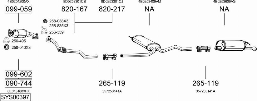 Bosal SYS00397 - Система випуску ОГ autocars.com.ua