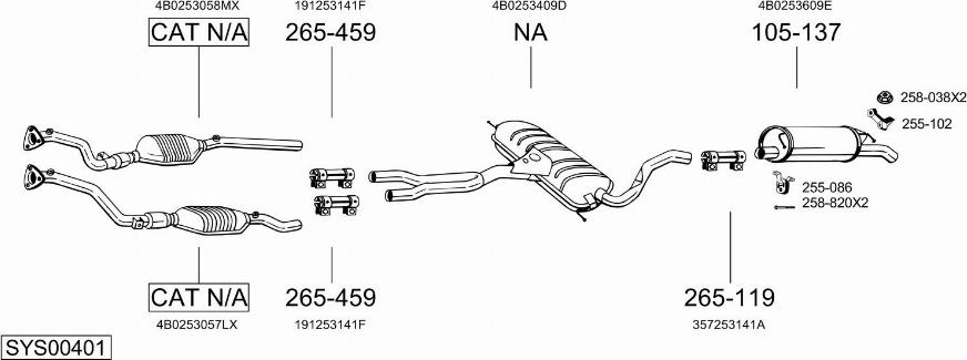 Bosal SYS00401 - Система випуску ОГ autocars.com.ua
