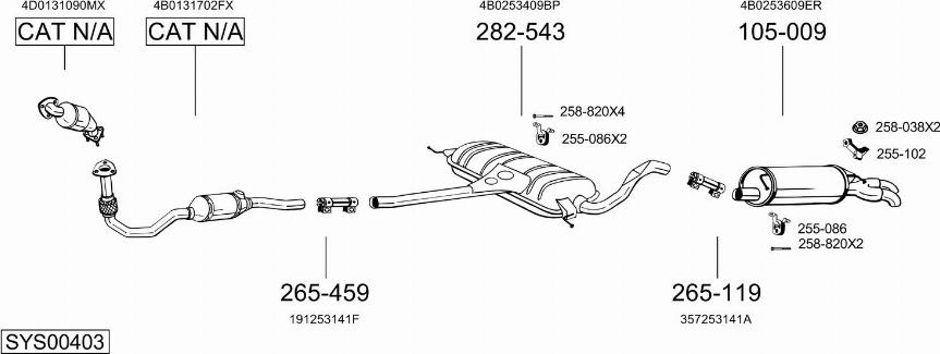 Bosal SYS00403 - Система випуску ОГ autocars.com.ua