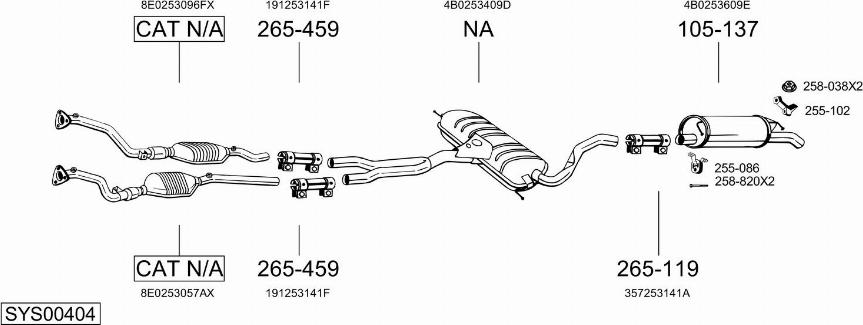 Bosal SYS00404 - Система випуску ОГ autocars.com.ua