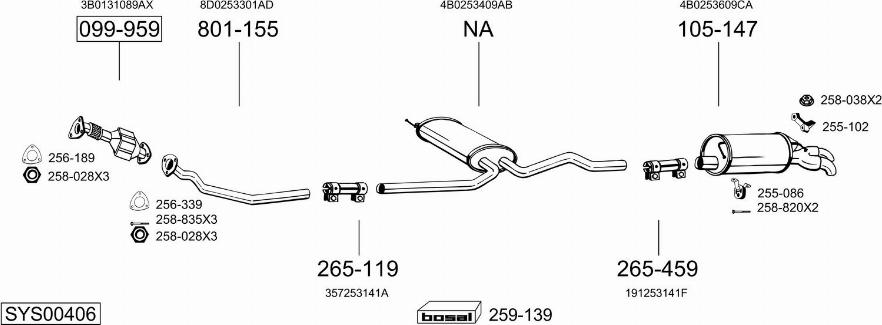 Bosal SYS00406 - Система випуску ОГ autocars.com.ua