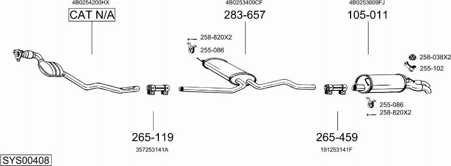 Bosal SYS00408 - Система випуску ОГ autocars.com.ua