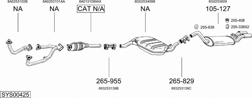 Bosal SYS00425 - Система випуску ОГ autocars.com.ua