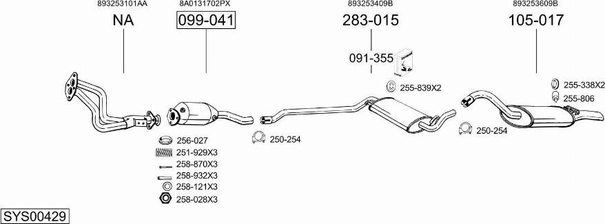 Bosal SYS00429 - Система випуску ОГ autocars.com.ua