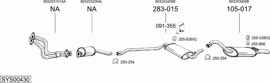 Bosal SYS00430 - Система випуску ОГ autocars.com.ua