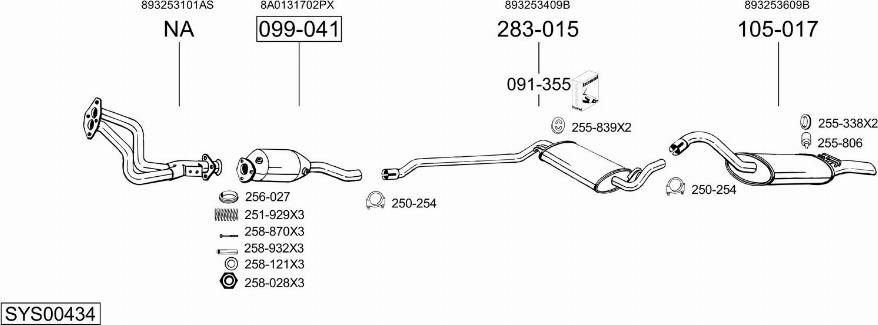 Bosal SYS00434 - Система випуску ОГ autocars.com.ua