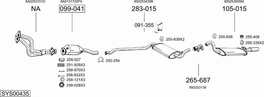 Bosal SYS00435 - Система випуску ОГ autocars.com.ua