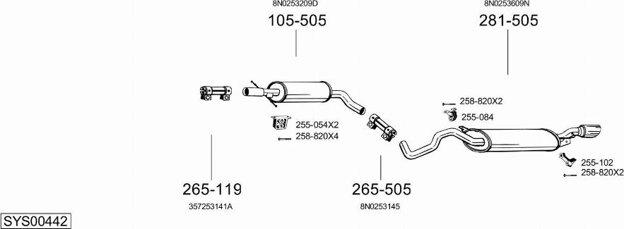 Bosal SYS00442 - Система випуску ОГ autocars.com.ua