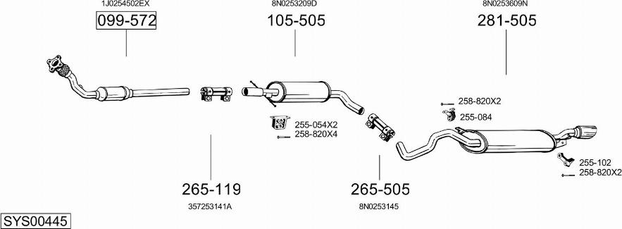 Bosal SYS00445 - Система випуску ОГ autocars.com.ua