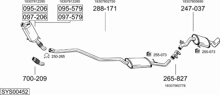 Bosal SYS00452 - Система випуску ОГ autocars.com.ua