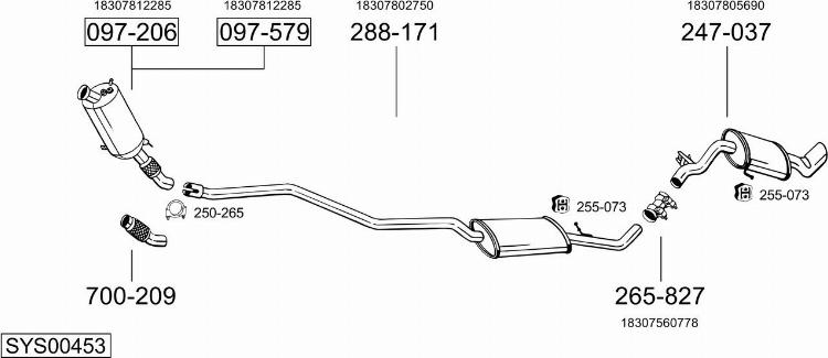 Bosal SYS00453 - Система випуску ОГ autocars.com.ua