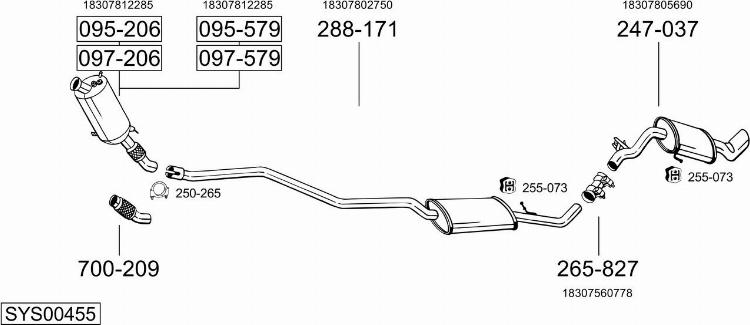Bosal SYS00455 - Система випуску ОГ autocars.com.ua