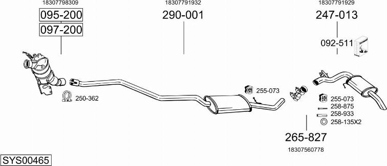 Bosal SYS00465 - Система випуску ОГ autocars.com.ua