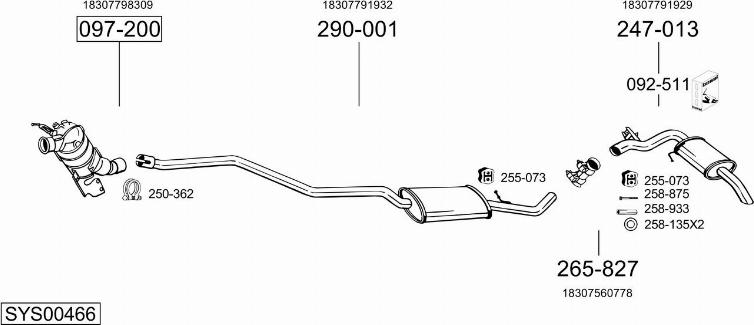 Bosal SYS00466 - Система випуску ОГ autocars.com.ua