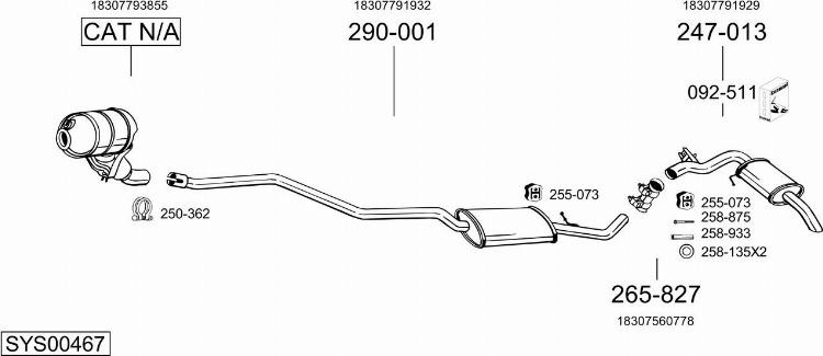 Bosal SYS00467 - Система випуску ОГ autocars.com.ua