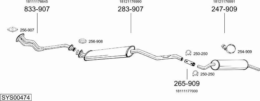 Bosal SYS00474 - Система випуску ОГ autocars.com.ua