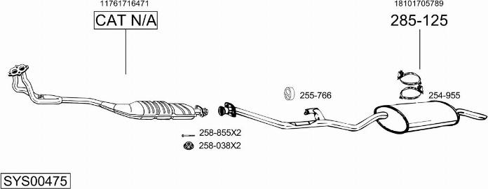 Bosal SYS00475 - Система випуску ОГ autocars.com.ua