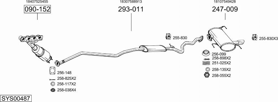 Bosal SYS00487 - Система випуску ОГ autocars.com.ua