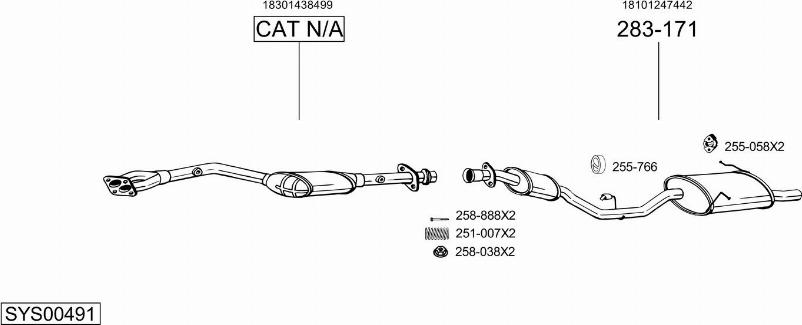 Bosal SYS00491 - Система выпуска ОГ avtokuzovplus.com.ua